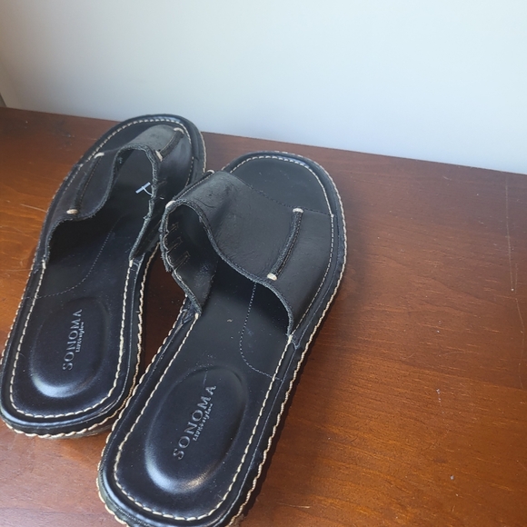 Sonoma Black Leather Slide Sandals - Picture 4 of 5